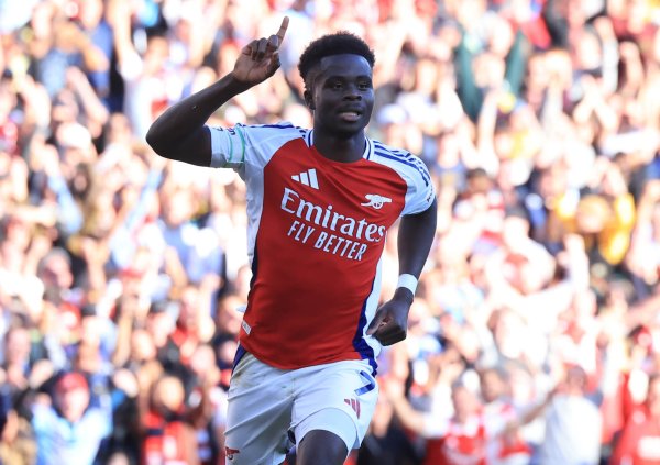 Saka scored his 54th Premier League goal for Arsenal, tied with Lacazette to tie for 10th in the team history